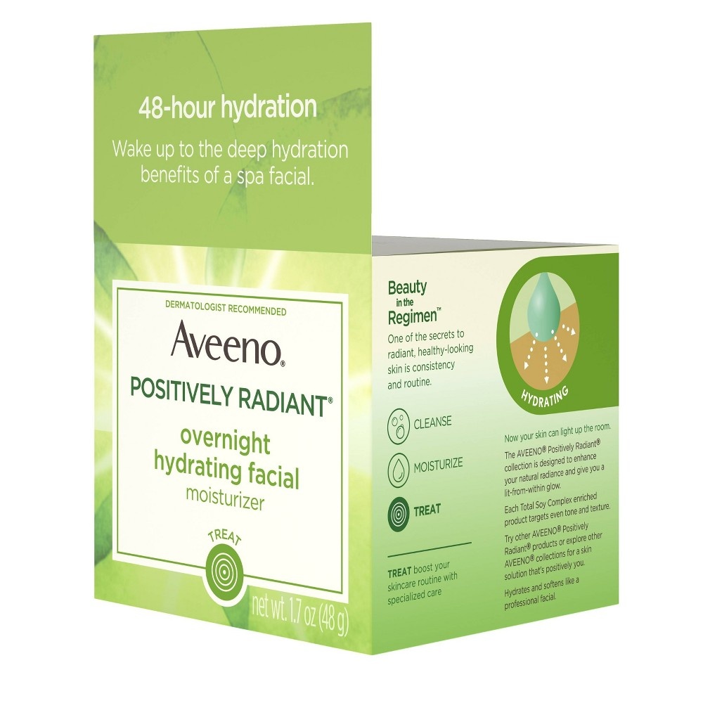 slide 8 of 8, Aveeno Active Naturals Positively Radiant Overnight Hydrating Facial Moisturizer, 1.7 oz