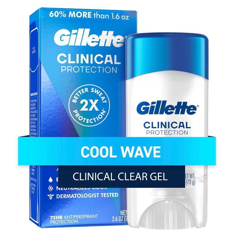 slide 1 of 12, Gillette 72 Hours Sweat Protection Clear Gel Antiperspirant & Deodorant for Men Cool Wave - 2.6oz, 2.6 oz