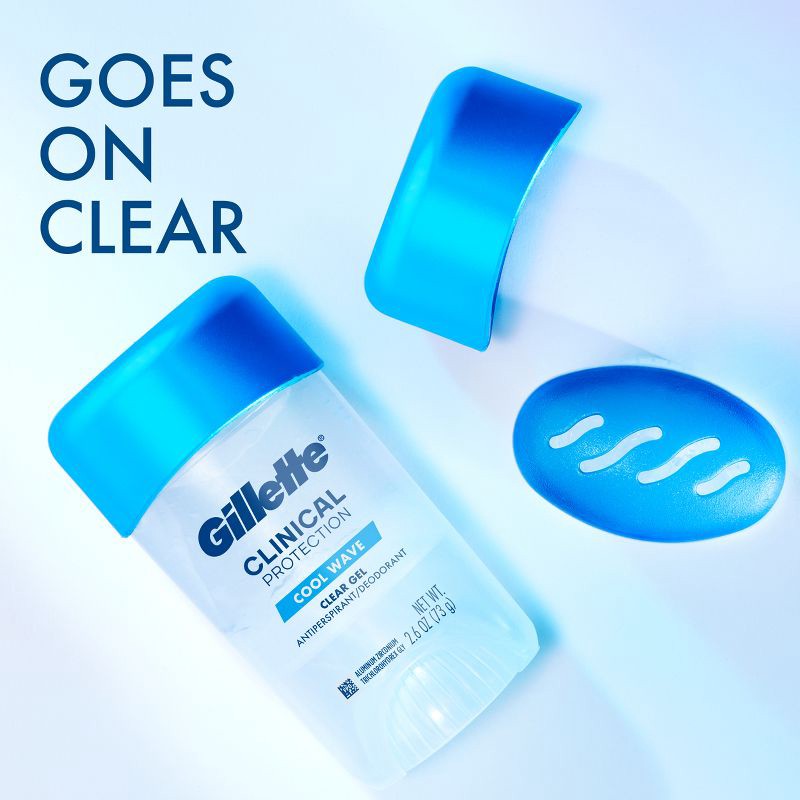 slide 4 of 10, Gillette Antiperspirant Deodorant for Men Clinical Clear Gel - Cool Wave 72 Hour Sweat Protection - 2.6oz, 2.6 oz