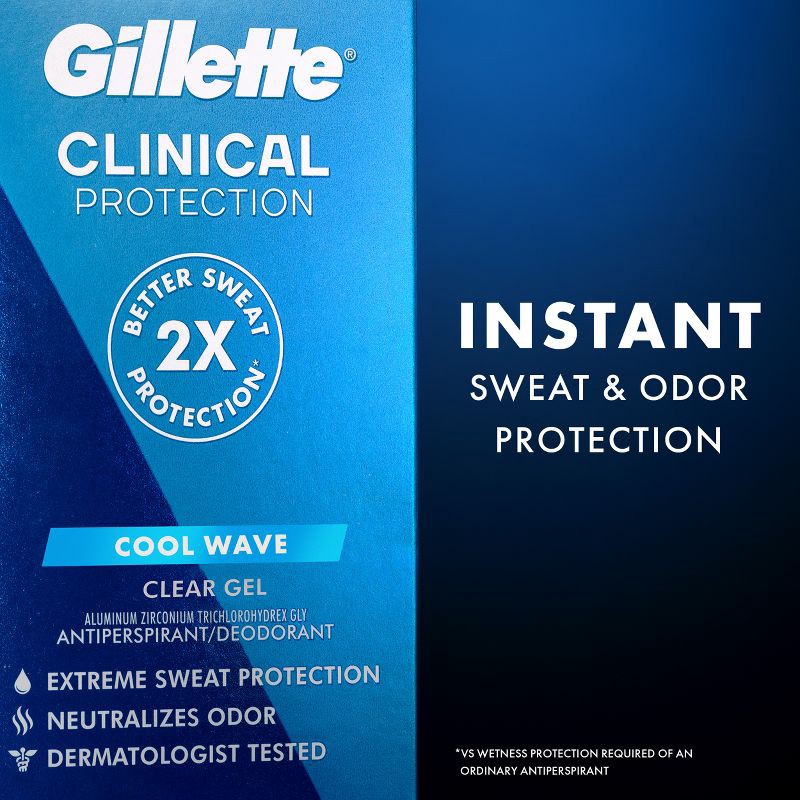 slide 7 of 12, Gillette 72 Hours Sweat Protection Clear Gel Antiperspirant & Deodorant for Men Cool Wave - 2.6oz, 2.6 oz
