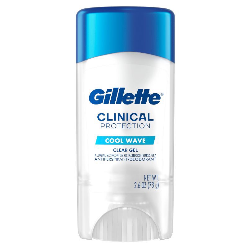 slide 1 of 10, Gillette Antiperspirant Deodorant for Men Clinical Clear Gel - Cool Wave 72 Hour Sweat Protection - 2.6oz, 2.6 oz