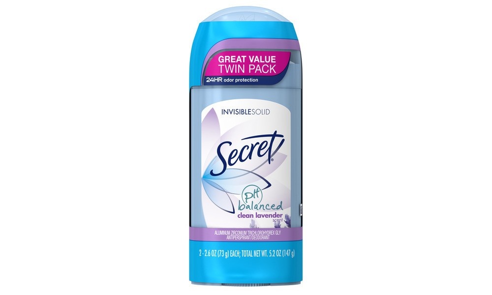 slide 4 of 5, Secret pH Balanced Clean Lavender Invisible Solid Antiperspirant & Deodorant Twin Pack, 2 ct; 2.6 oz