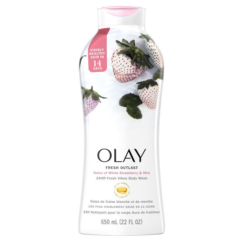 slide 7 of 8, Olay Fresh Outlast Body Wash White Strawberry & Mint - 22 fl oz, 22 fl oz