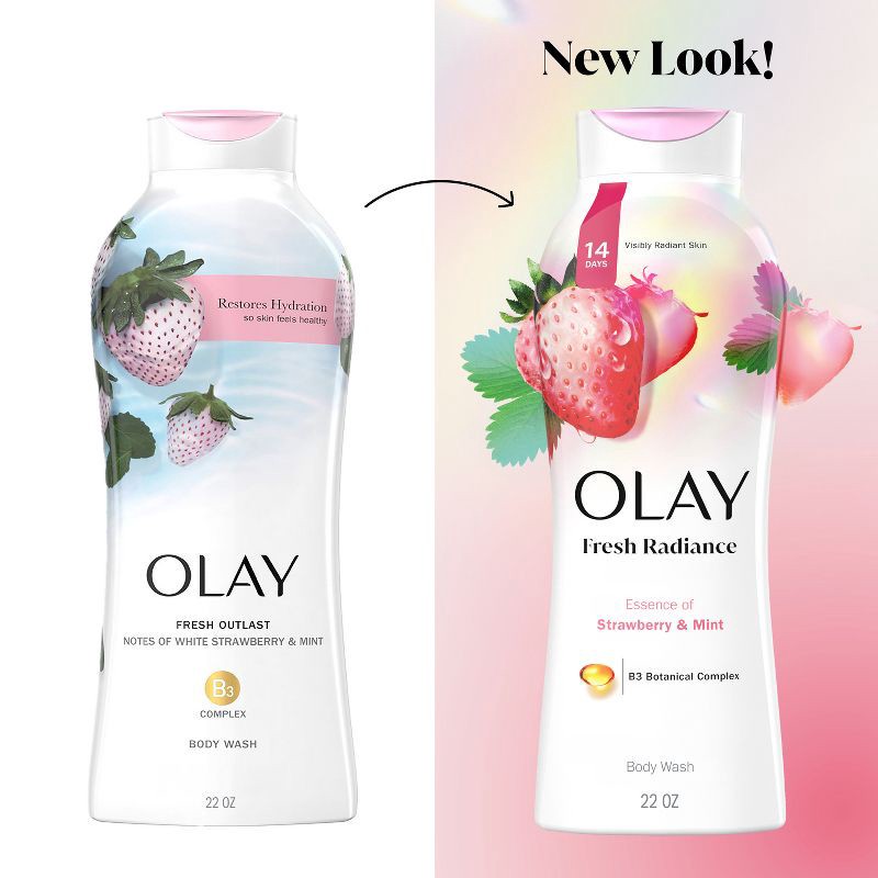 slide 9 of 11, Olay Fresh Outlast Body Wash White Strawberry & Mint - 22 fl oz, 22 fl oz