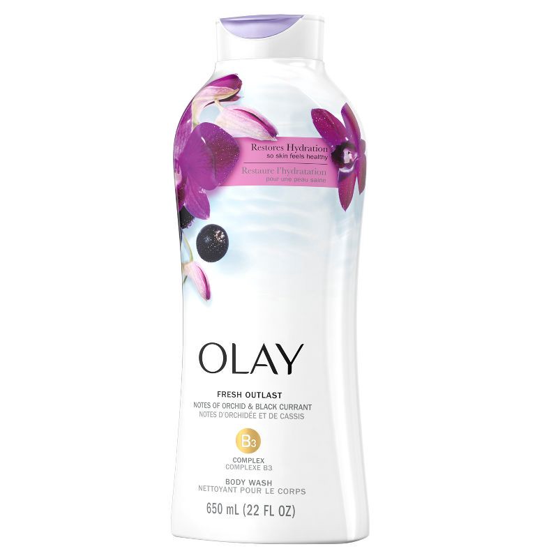 slide 7 of 7, Olay Fresh Outlast Body Wash Orchid & Black Currant - 22 fl oz, 22 fl oz