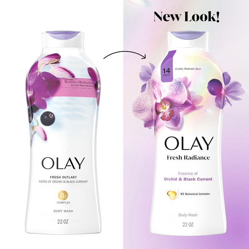 slide 9 of 11, Olay Fresh Outlast Body Wash Orchid & Black Currant - 22 fl oz, 22 fl oz