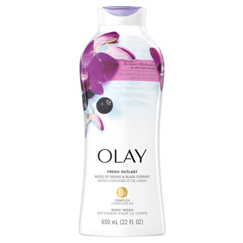 slide 1 of 7, Olay Fresh Outlast Body Wash Orchid & Black Currant - 22 fl oz, 22 fl oz