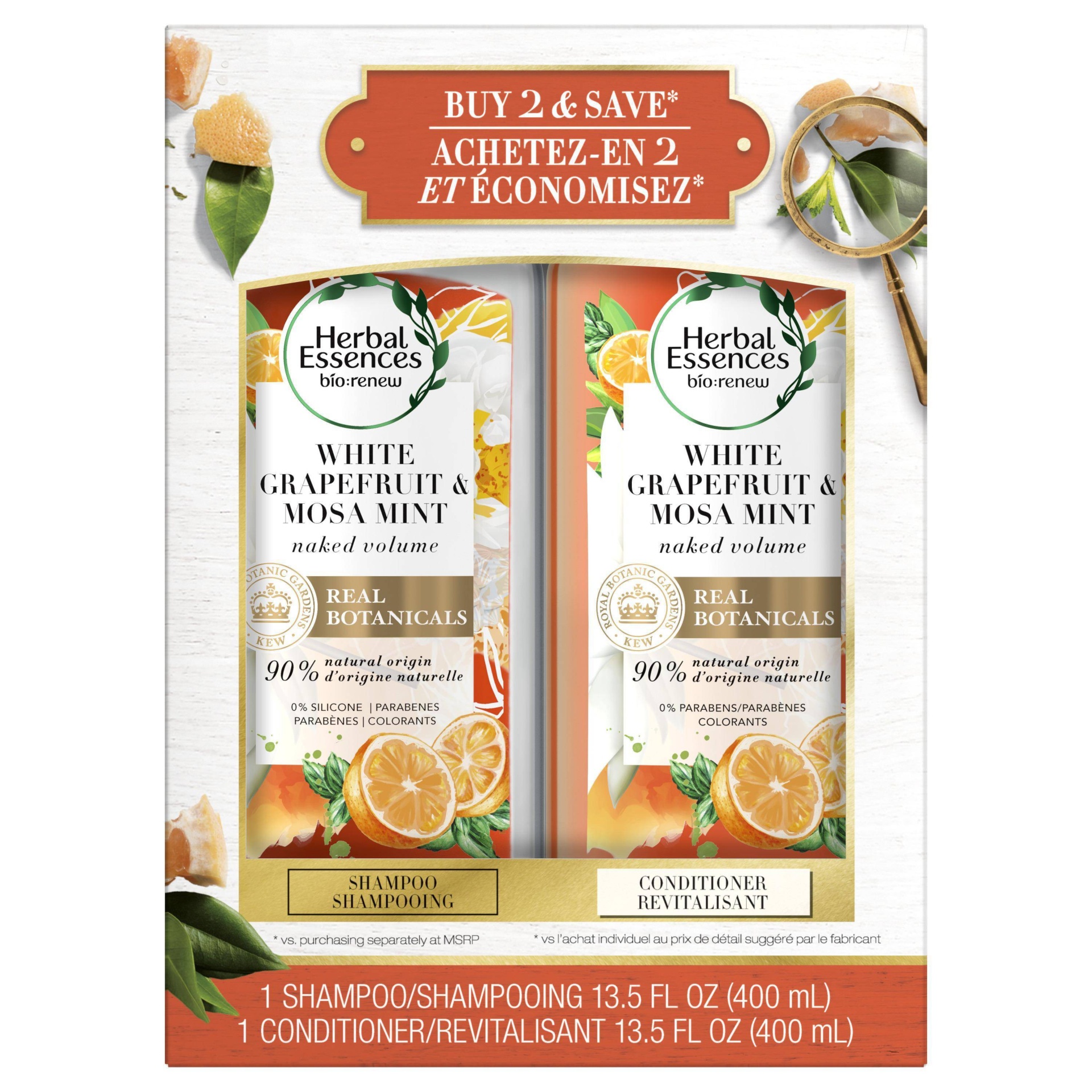 slide 1 of 8, Herbal Essences Bio:renew Volumizing Shampoo & Conditioner Dual Pack with White Grapefruit & Mosa Mint - 27 fl oz/2ct, 27 fl oz, 2 ct