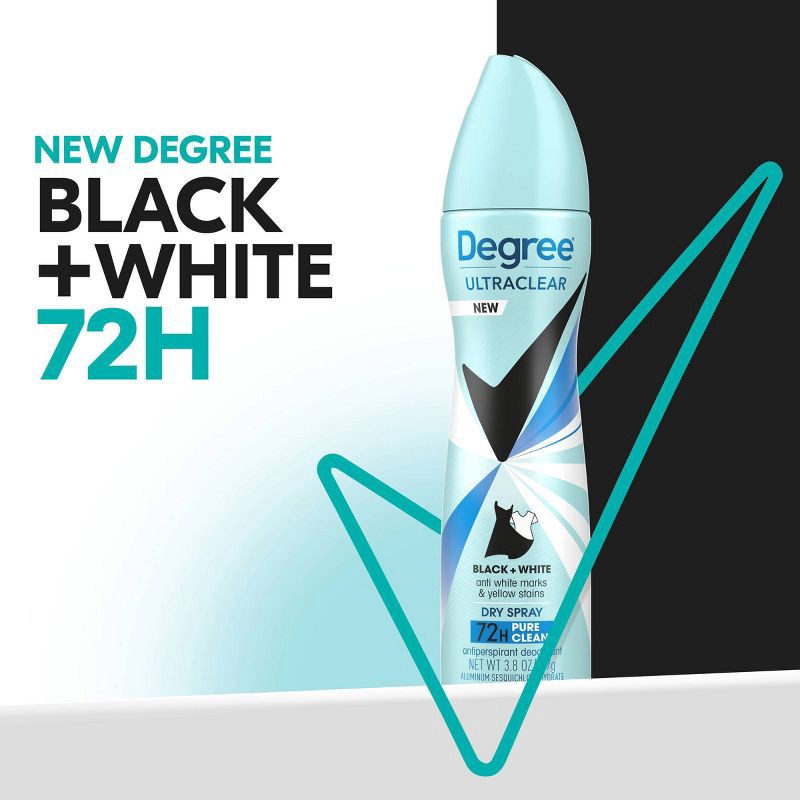 slide 4 of 10, Degree Ultraclear Black + White Pure Clean 72-Hour Antiperspirant & Deodorant Dry Spray - 3.8oz, 3.8 oz