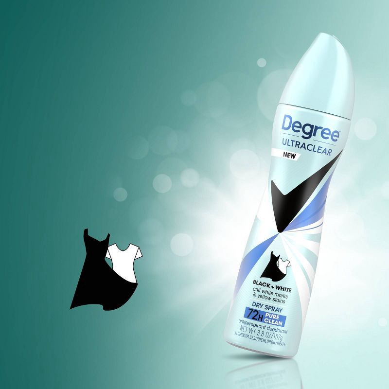 slide 10 of 10, Degree Ultraclear Black + White Pure Clean 72-Hour Antiperspirant & Deodorant Dry Spray - 3.8oz, 3.8 oz