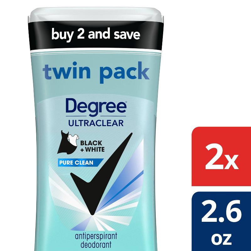 slide 1 of 9, Degree Ultraclear Black + White Pure Clean 72-Hour Antiperspirant & Deodorant - 2.6oz/2pk, 2 ct; 2.6 oz