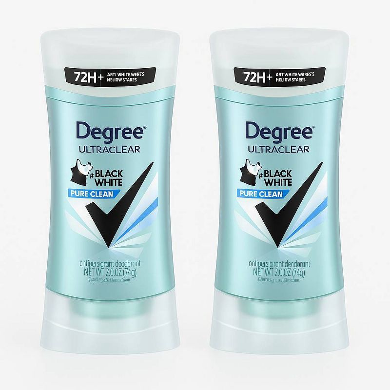 slide 1 of 8, Degree Ultraclear Black + White Pure Clean 72-Hour Solid Antiperspirant & Deodorant - 2.6oz/2pk, 2 ct; 2.6 oz
