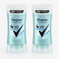 Degree Ultraclear Black + White Pure Clean 72-Hour Solid Antiperspirant & Deodorant - 2.6oz/2pk