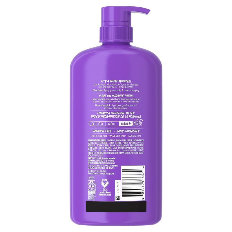slide 9 of 9, Aussie Paraben-Free Total Miracle Shampoo with Apricot & Macadamia For Damage Hair - 30.4 fl oz, 30.4 fl oz