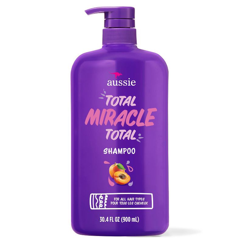 slide 1 of 9, Aussie Paraben-Free Total Miracle Shampoo with Apricot & Macadamia For Damage Hair - 30.4 fl oz, 30.4 fl oz