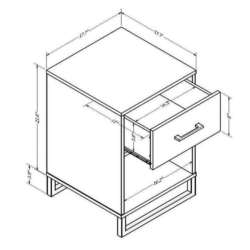 slide 6 of 7, Mixed Material Nightstand Gray - Room Essentials™: Laminated Metal Frame, Storage Shelf, 1 Drawer, 1 ct