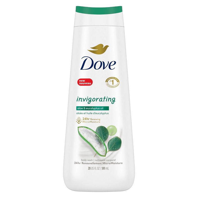 slide 2 of 6, Dove Beauty Dove Invigorating Body Wash - Aloe & Eucalyptus Oil - 20 fl oz, 20 fl oz