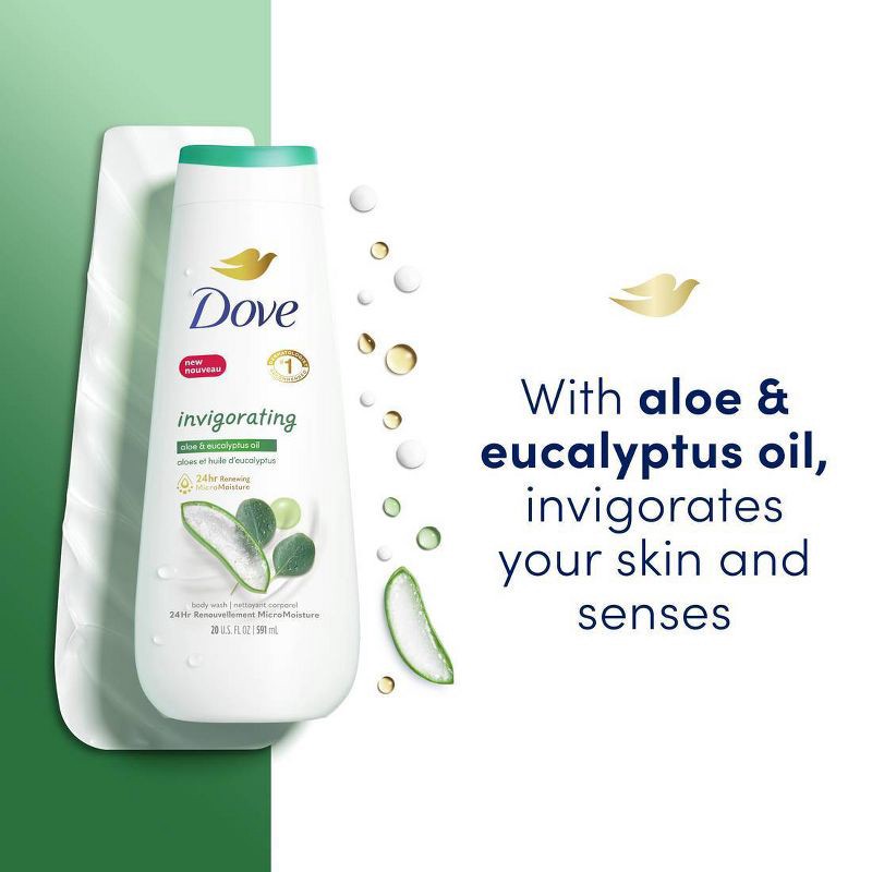 slide 4 of 6, Dove Beauty Dove Invigorating Body Wash - Aloe & Eucalyptus Oil - 20 fl oz, 20 fl oz