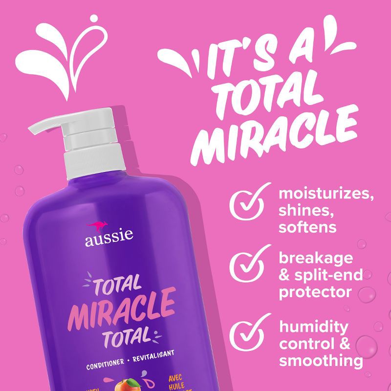 slide 3 of 9, Aussie Paraben-Free Total Miracle Conditioner with Apricot For Damage Hair - 30.4 fl oz, 30.4 fl oz