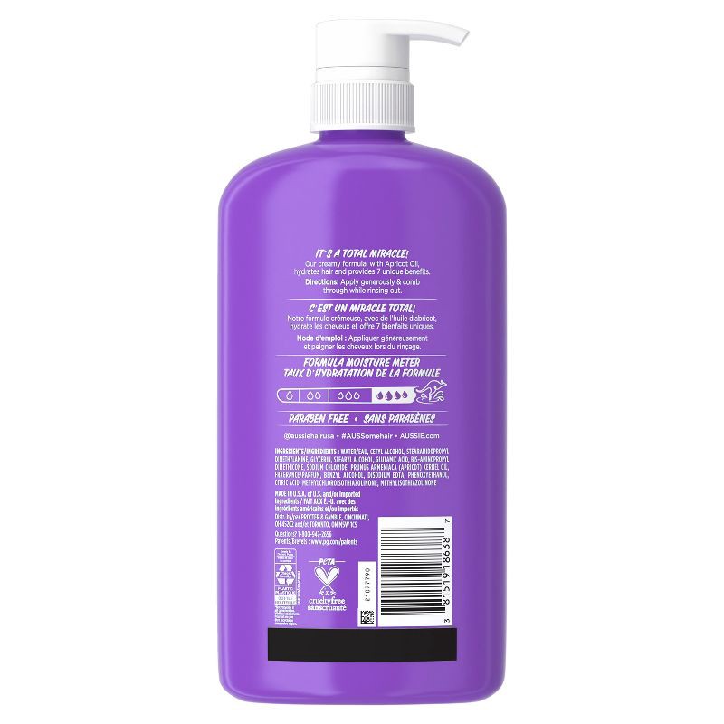 slide 9 of 9, Aussie Paraben-Free Total Miracle Conditioner with Apricot For Damage Hair - 30.4 fl oz, 30.4 fl oz