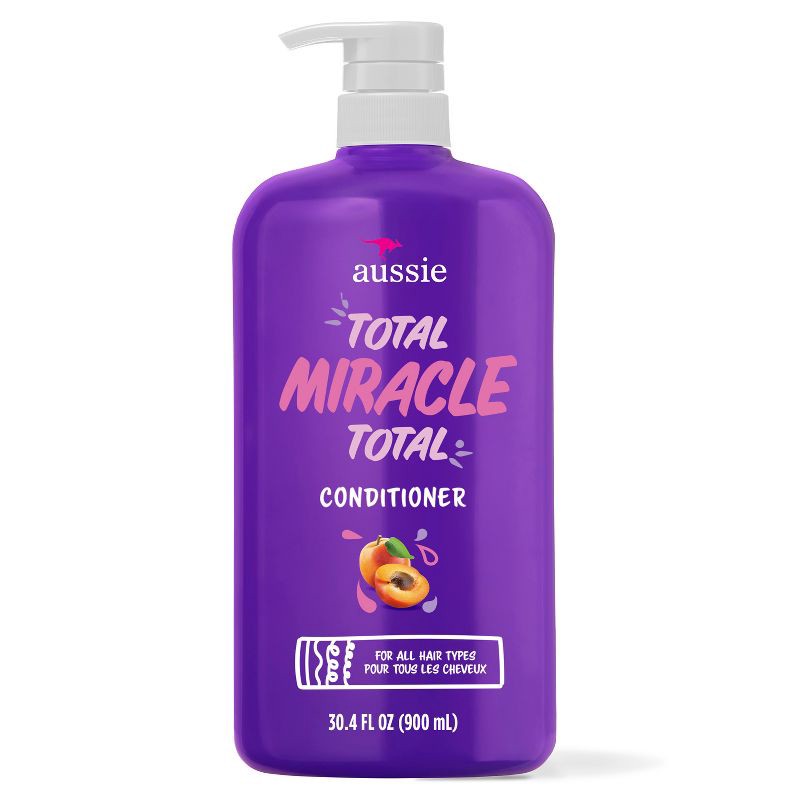 slide 1 of 9, Aussie Paraben-Free Total Miracle Conditioner with Apricot For Damage Hair - 30.4 fl oz, 30.4 fl oz