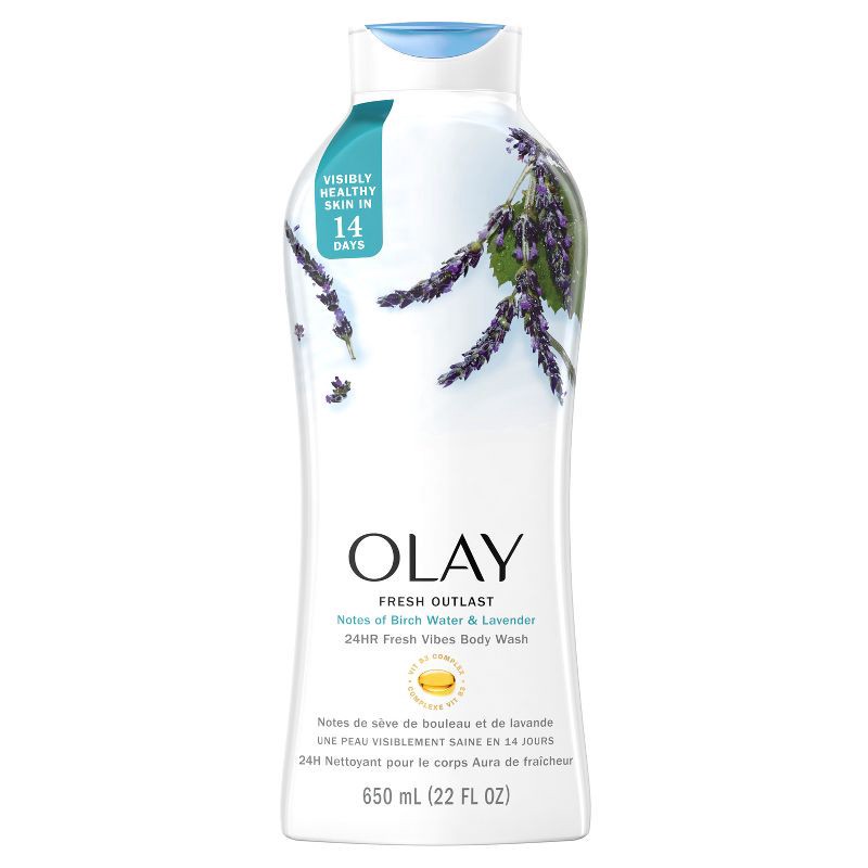 slide 6 of 7, Olay Fresh Outlast Body Wash with Notes Of Birch Water & Lavender - 22 fl oz, 22 fl oz