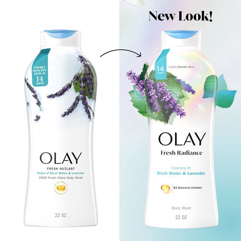 slide 9 of 11, Olay Fresh Outlast Body Wash with Notes Of Birch Water & Lavender - 22 fl oz, 22 fl oz