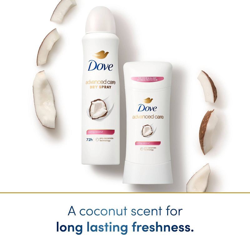 slide 3 of 11, Dove Beauty Advanced Care Caring Coconut 72-Hour Women's Antiperspirant & Deodorant Dry Spray - 3.8oz, 3.8 oz