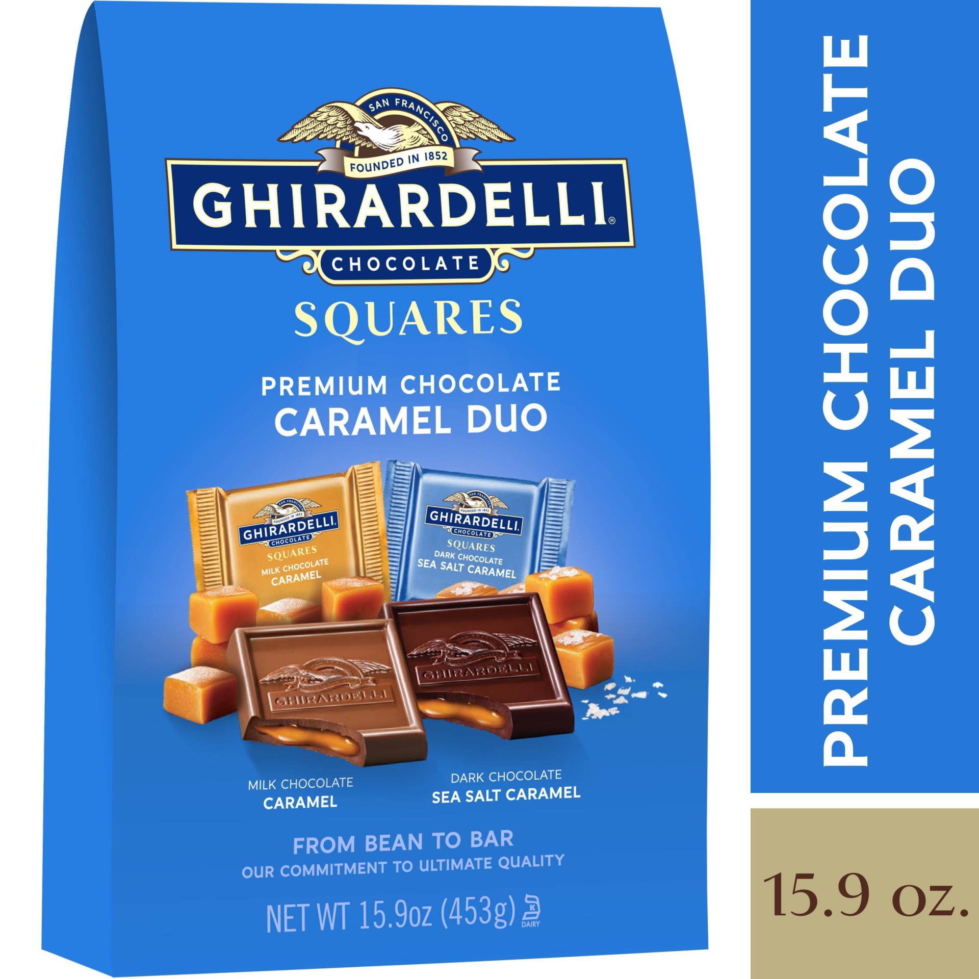 slide 1 of 2, Ghirardelli Chocolate Squares Caramel Duo Premium Chocolate, 15.9 oz