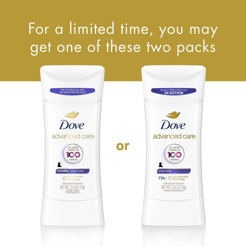 slide 4 of 9, Dove Beauty Advanced Care Sheer Fresh 72-Hour Women's Antiperspirant & Deodorant Stick - 2.6oz, 2.6 oz