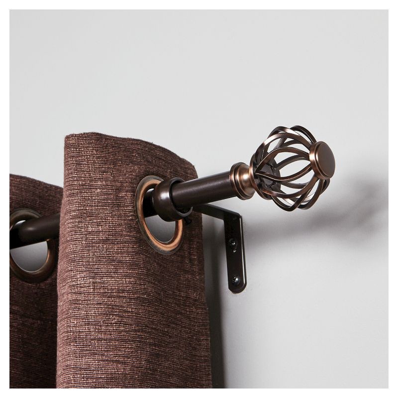 slide 2 of 3, 36"-66" Loft by Umbra Cagio Curtain Rod Oil Rubbed Bronze: Adjustable Steel Rod, Cage Finial, Single Curtain Rod, 1 ct