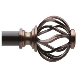 36"-66" Loft by Umbra Cagio Curtain Rod Oil Rubbed Bronze: Adjustable Steel Rod, Cage Finial, Single Curtain Rod