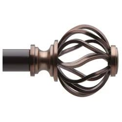 36"-66" Loft by Umbra Cagio Curtain Rod Oil Rubbed Bronze: Adjustable Steel Rod, Cage Finial, Single Curtain Rod