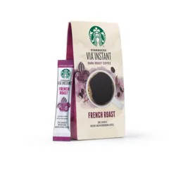 Starbucks VIA Instant Coffee Dark Roast Packets — French Roast — 1 box (8 packets)