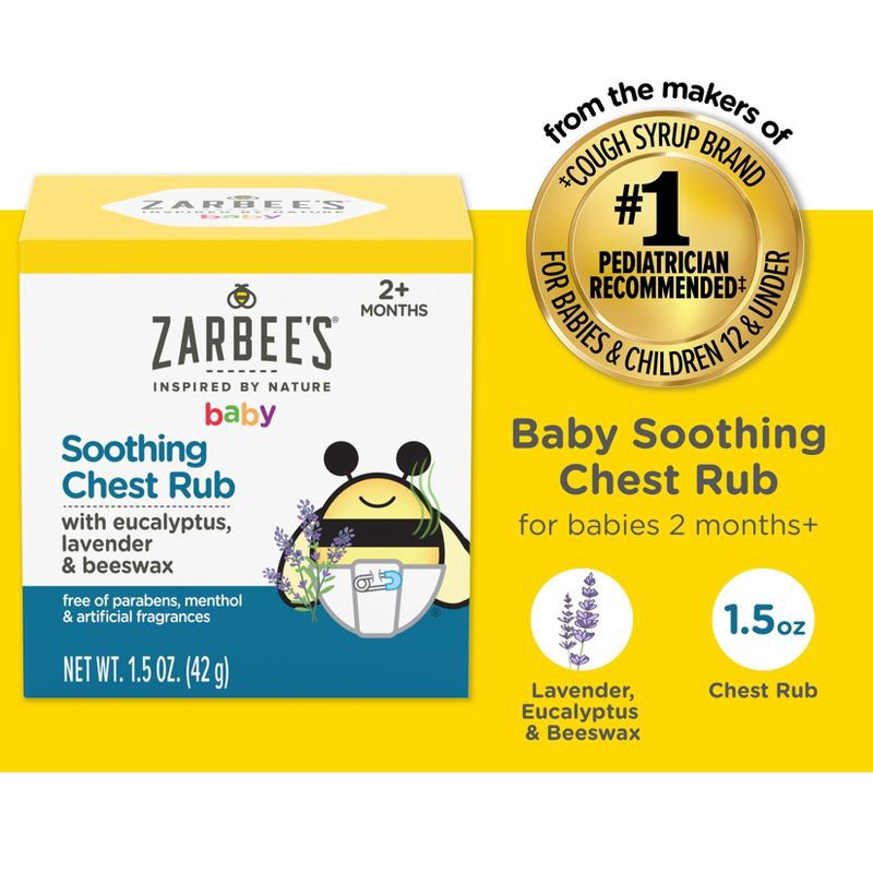 slide 10 of 10, Zarbee's Baby Soothing Chest Rub, Eucalyptus, Lavender & Beeswax - 1.5 oz, 1.5 oz