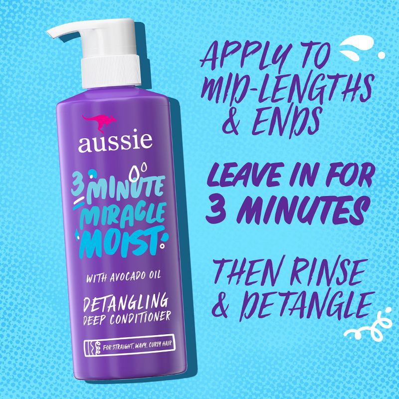 slide 2 of 9, Aussie Miracle Moist with Avocado & Jojoba Oil, Paraben Free 3 Minute Miracle Conditioner - 16.0 fl oz, 16 fl oz