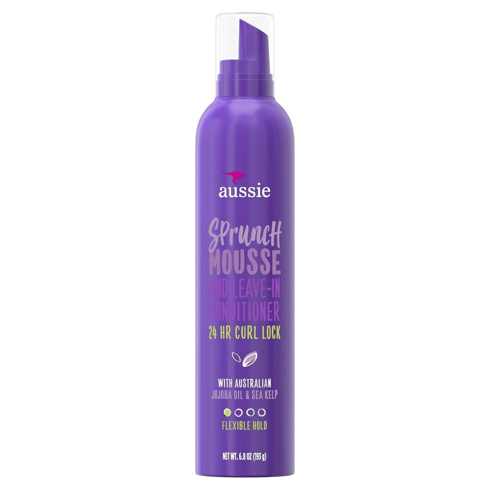 slide 3 of 4, Aussie Sprunch with Jojoba & Sea Kelp Mousse & Leave-in Conditioner - 6.8 fl oz, 6.8 fl oz