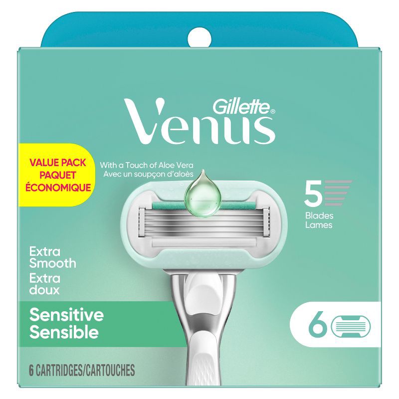 slide 2 of 8, Venus Deluxe Smooth Sensitive Women's Razor Blade Refills - 6ct, 6 ct
