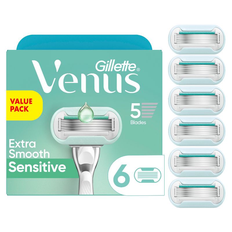 slide 1 of 8, Venus Deluxe Smooth Sensitive Women's Razor Blade Refills - 6ct, 6 ct