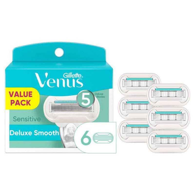 slide 9 of 11, Venus Deluxe Smooth Sensitive Women's Razor Blade Refills - 6ct, 6 ct