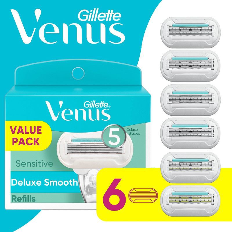 slide 1 of 11, Venus Deluxe Smooth Sensitive Women's Razor Blade Refills - 6ct, 6 ct