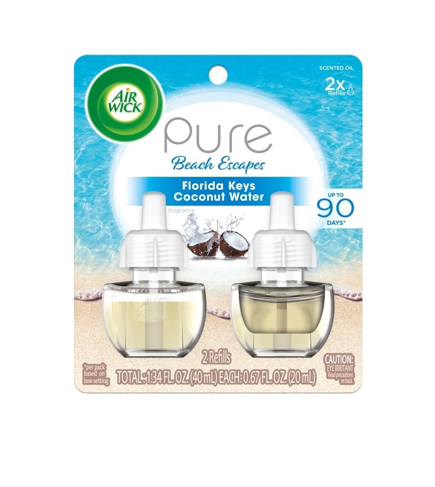 slide 1 of 1, Air Wick Scented Oil Twin Refill Pure Florida Keys Coconut Water, 2 refills., 2 ct