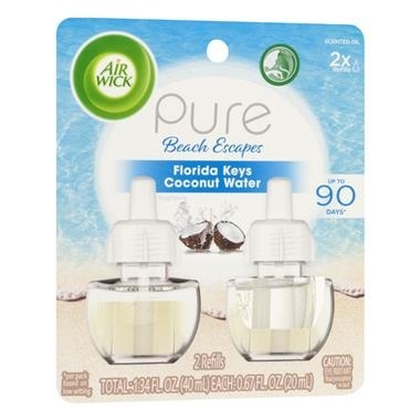 slide 1 of 1, Air Wick Scented Oil Twin Refill Pure Florida Keys Coconut Water, 2 refills., 2 ct
