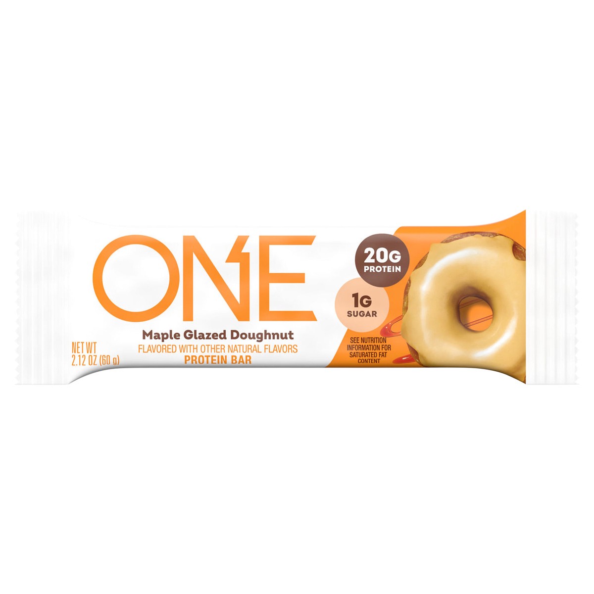 slide 1 of 11, ONE Maple Glazed Doughnut Flavored Protein Bar, 2.12 oz, 60 gram