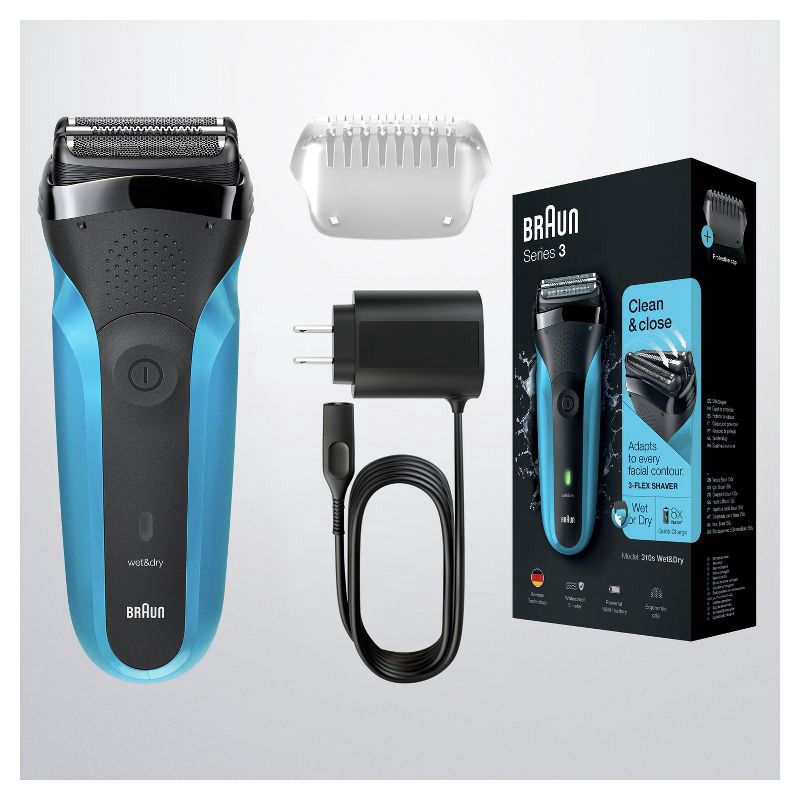 slide 4 of 7, BRAUN SERIES 3-310S MEN's RECHARGEABLE WET & DRY ELECTRIC FOIL SHAVER, 1 ct