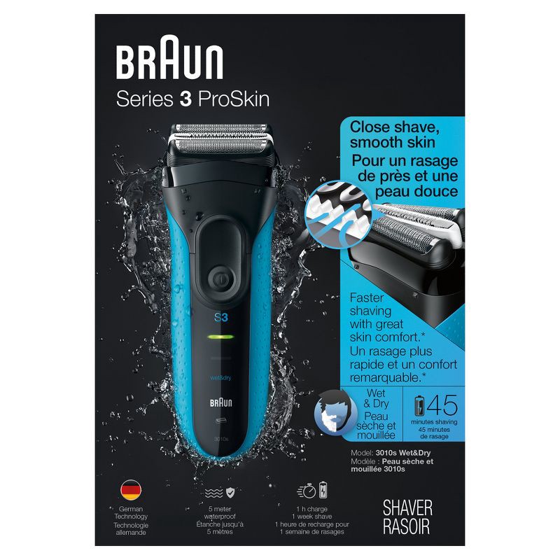 slide 10 of 10, BRAUN SERIES 3-310S MEN's RECHARGEABLE WET & DRY ELECTRIC FOIL SHAVER, 1 ct