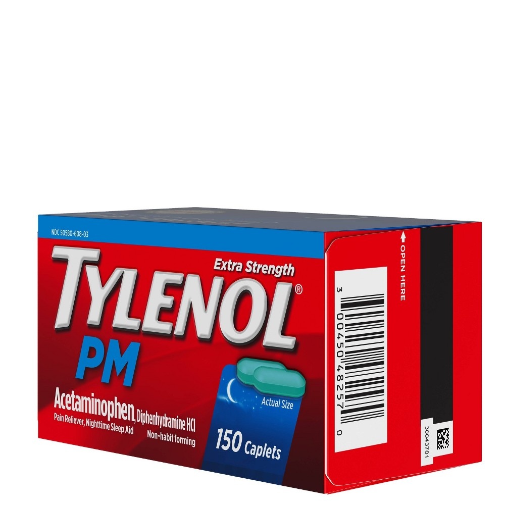 slide 8 of 10, Tylenol PM Extra Strength Pain Reliever & Sleep Aid Caplets - Acetaminophen - 150ct, 150 ct