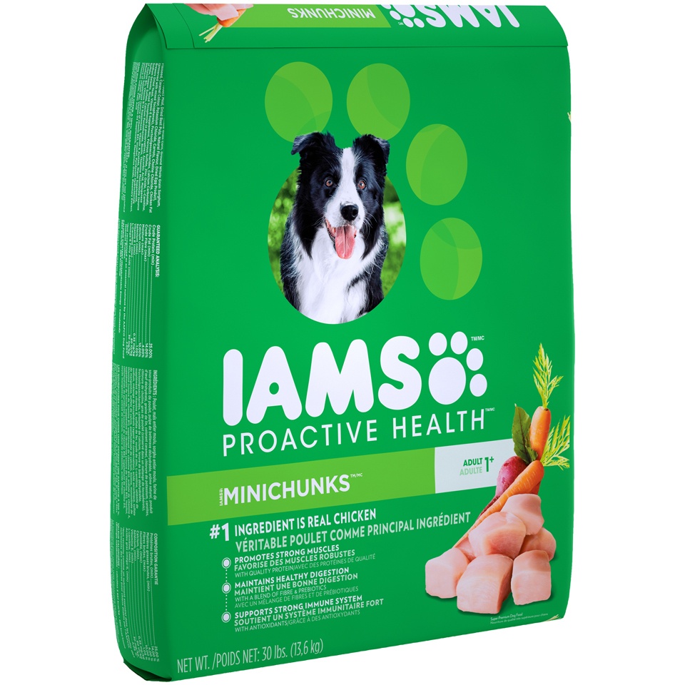 slide 6 of 9, IAMS Proactive Health Minichunks Chicken & Whole Grains Recipe Adult Premium Dry Dog Food - 30lbs, 30 lb