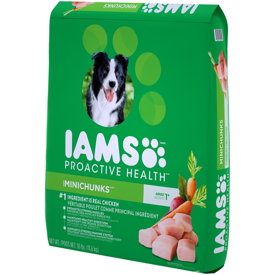 slide 7 of 9, IAMS Proactive Health Minichunks Chicken & Whole Grains Recipe Adult Premium Dry Dog Food - 30lbs, 30 lb