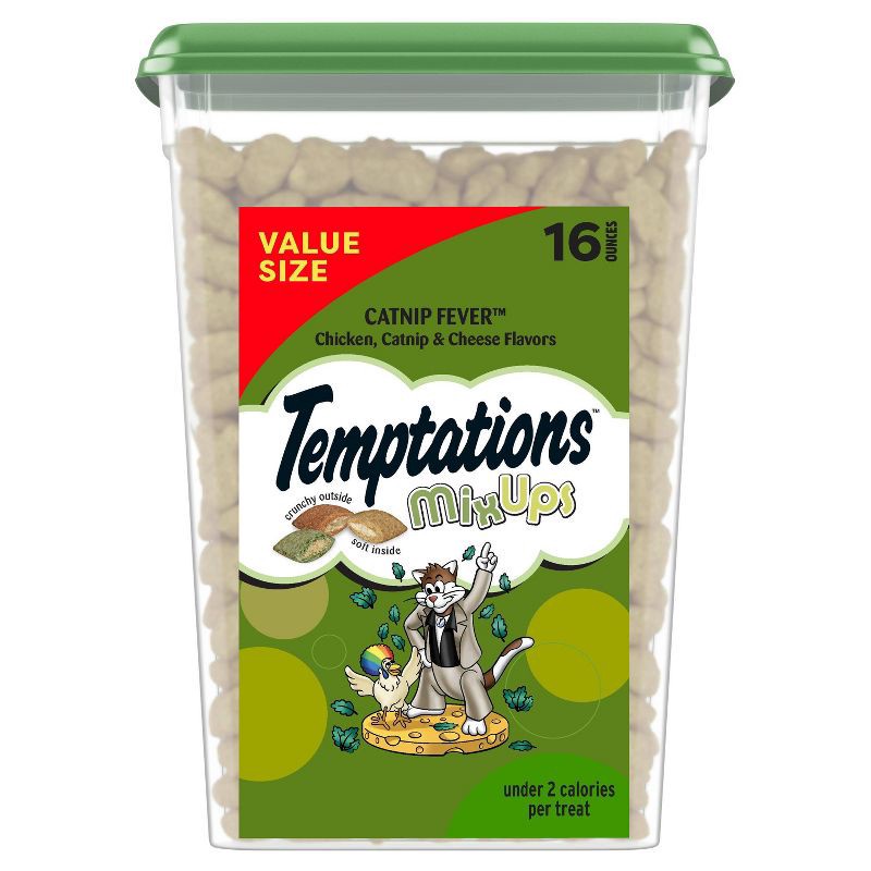 slide 1 of 12, Temptations Cheese, Chicken and Catnip Flavor Mix-Ups Crunchy Treats Cat Treats - 16oz, 16 oz